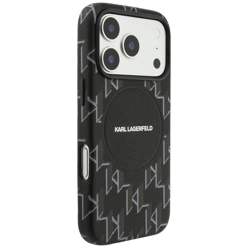 MagSafe tok Apple iPhone 17 Pro-hoz, Karl Lagerfeld, KL Monogram Logo, Fekete