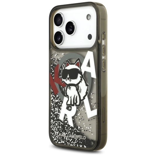 MagSafe tok Apple iPhone 17 Pro-hoz, Karl Lagerfeld, Liquid Glitter Choupette Logo, Fekete