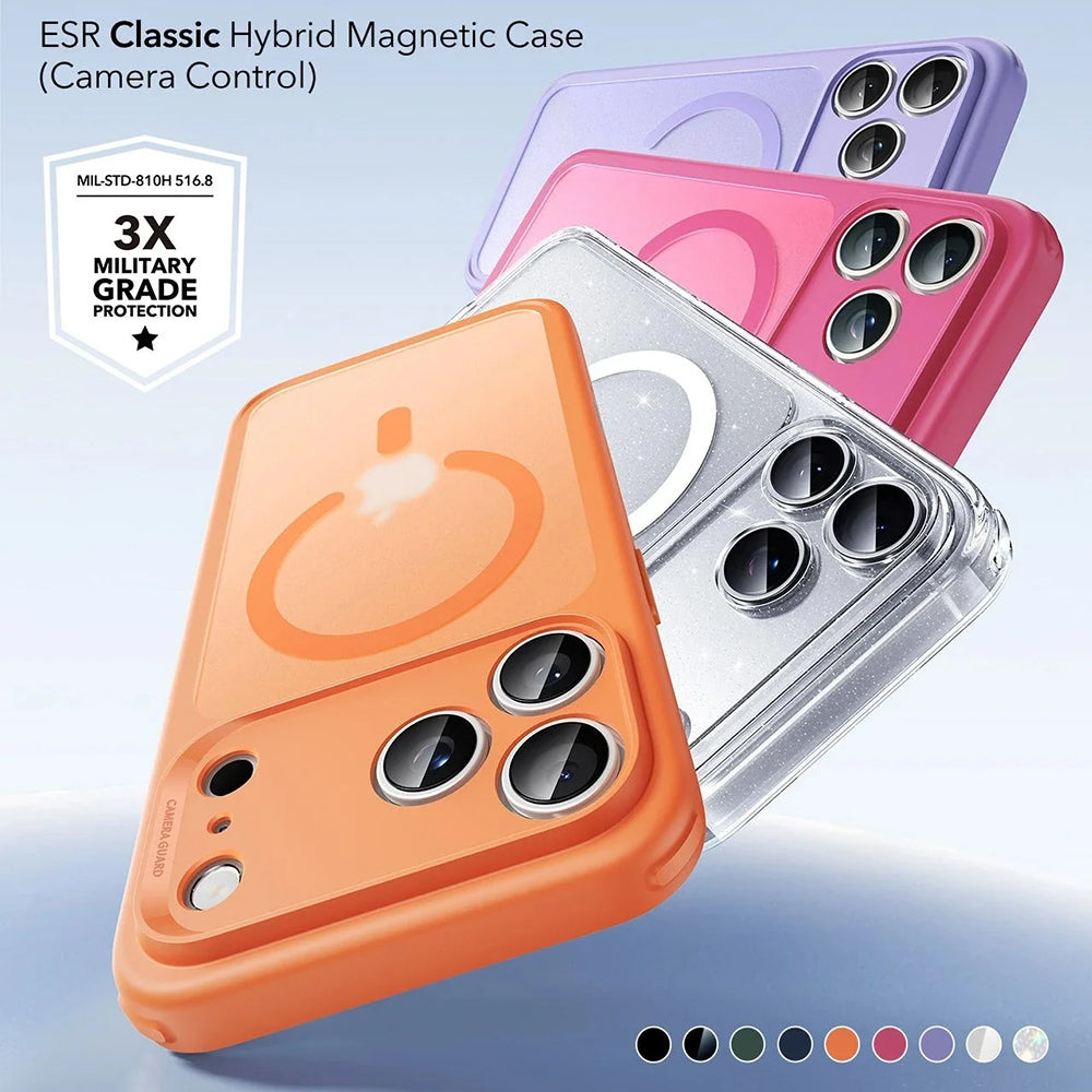 MagSafe tok Apple iPhone 17 Pro Max-hoz, ESR, Classic Hybrid Shimmer, Átlátszó