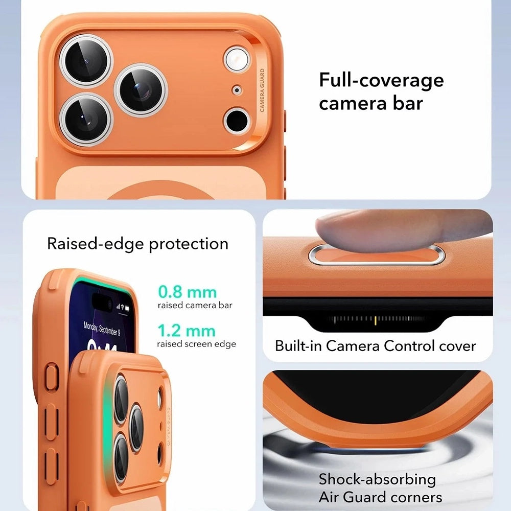 MagSafe tok Apple iPhone 17 Pro Max-hez, ESR, Classic Hybrid Slide, Szatén Narancs