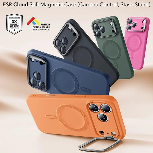 MagSafe tok Apple iPhone 17 Pro Max-hoz, ESR, Cloud Soft Kickstand, Narancssárga