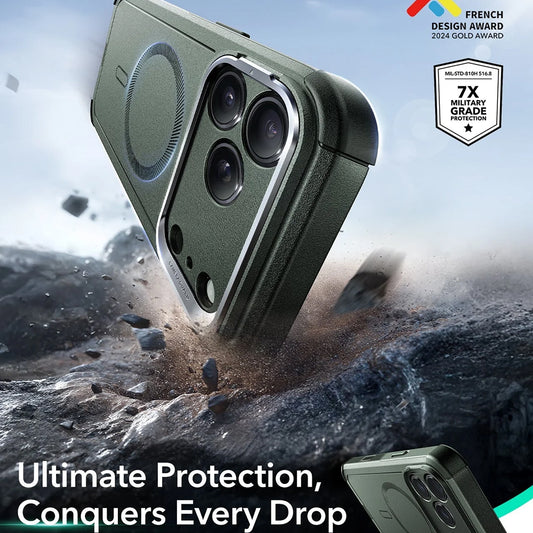 MagSafe tok Apple iPhone 17 Pro Max-hoz, ESR, Cyber Armor Kickstand, Zöld
