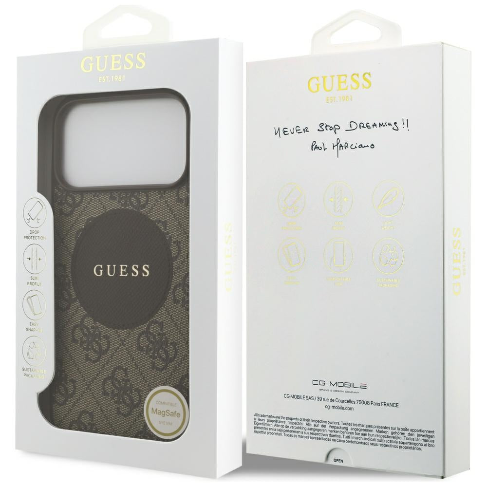 MagSafe tok Apple iPhone 17 Pro Max-hoz, Guess, 4G Circle Classic Logo, Barna