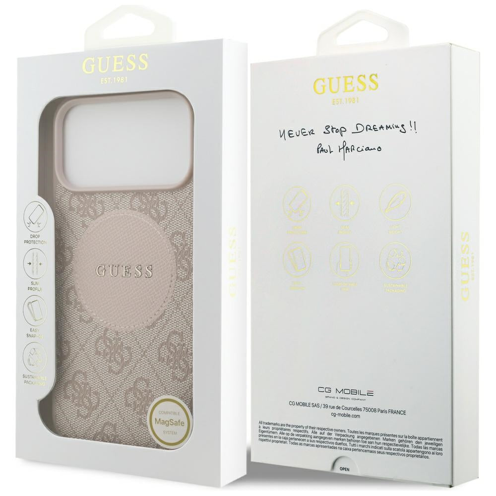 MagSafe Case for Apple iPhone 17 Pro Max, Guess, 4G Circle Classic Logo, Pink
