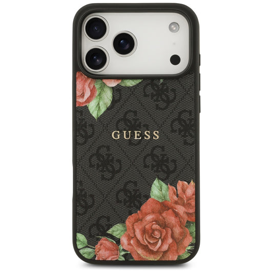 MagSafe tok Apple iPhone 17 Pro Max-hez, Guess, 4G Flowers Print, Fekete