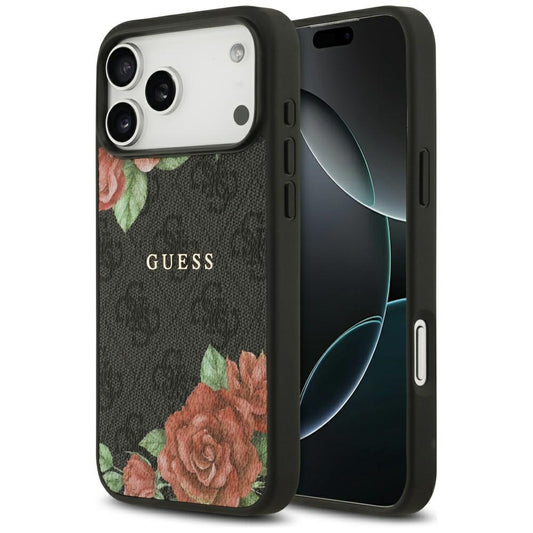 MagSafe tok Apple iPhone 17 Pro Max-hez, Guess, 4G Flowers Print, Fekete