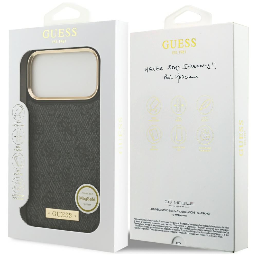 MagSafe tok Apple iPhone 17 Pro Max-hoz, Guess, 4G Logo Plate, Fekete