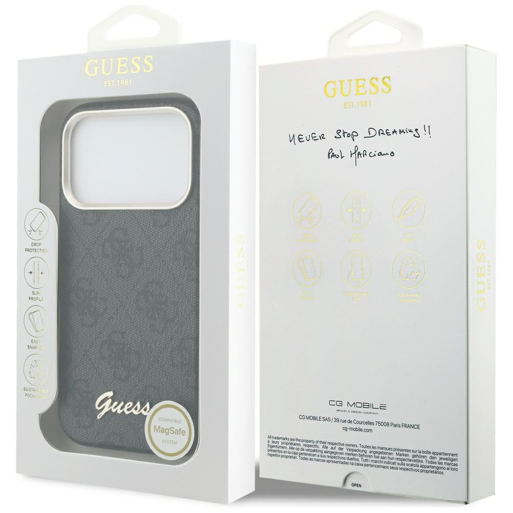 MagSafe tok Apple iPhone 17 Pro Max-hoz, Guess, 4G Script Logo, Fekete