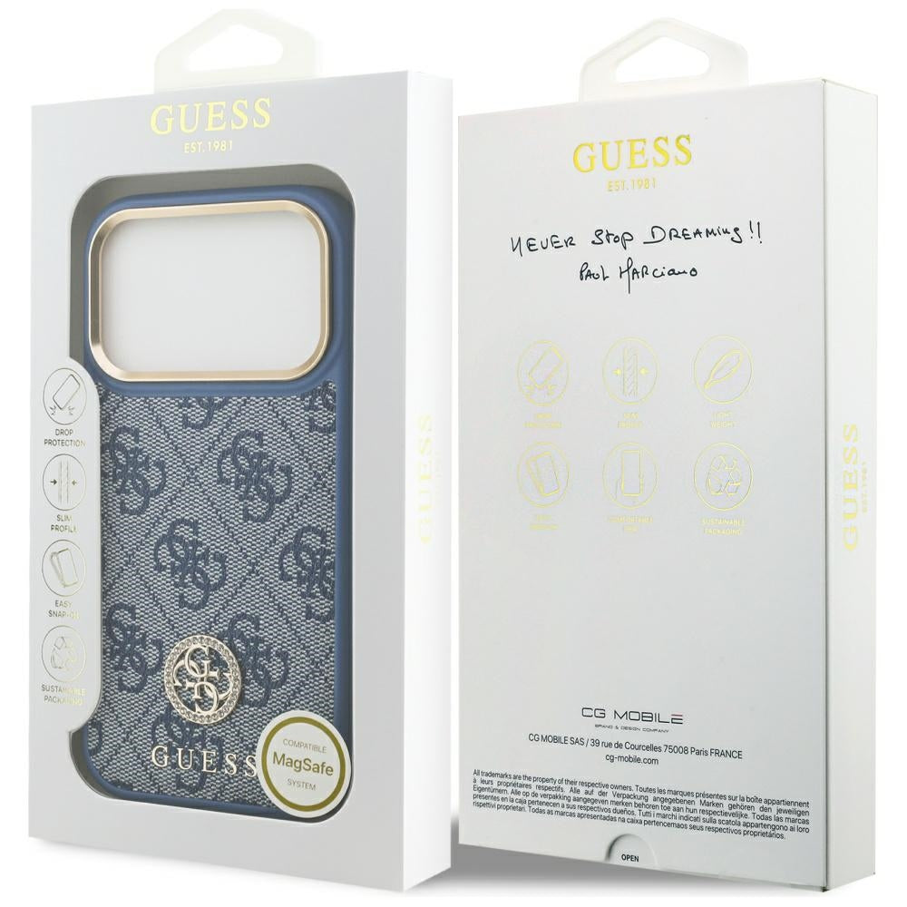 MagSafe tok Apple iPhone 17 Pro Max-hoz, Guess, 4G Strass Logo, Kék