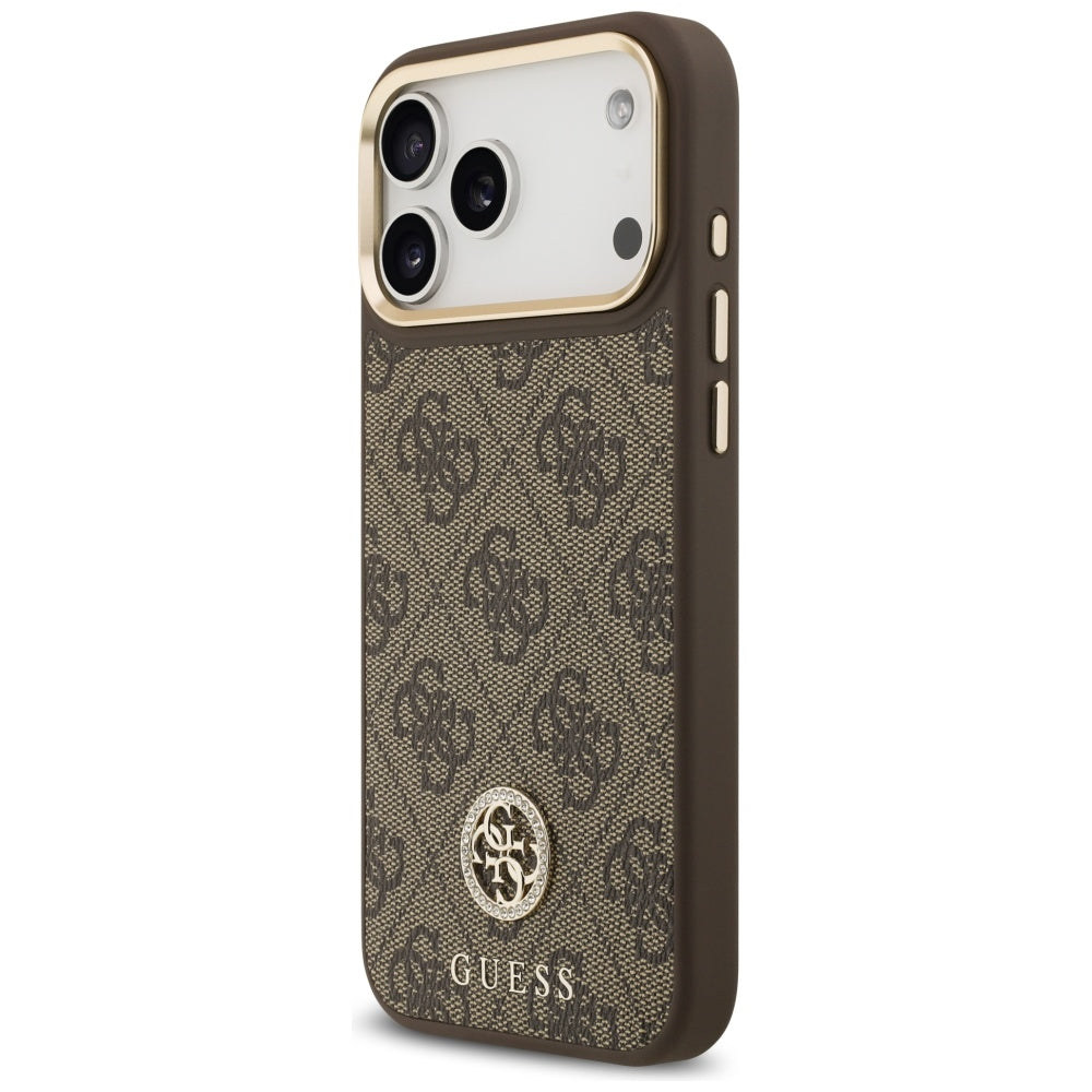 MagSafe tok Apple iPhone 17 Pro Max-hoz, Guess, 4G Strass Logo, Barna