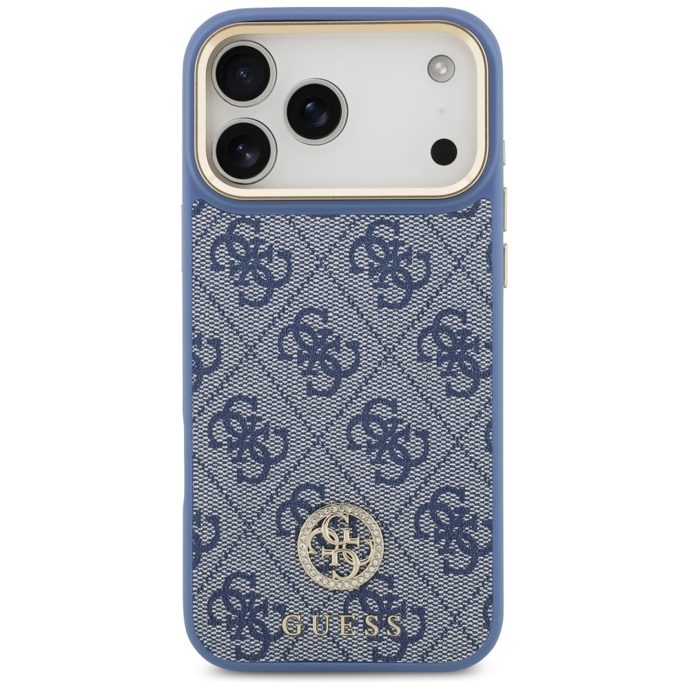 MagSafe tok Apple iPhone 17 Pro Max-hez, Guess, 4G Strass Logo nagy pánttal, Kék
