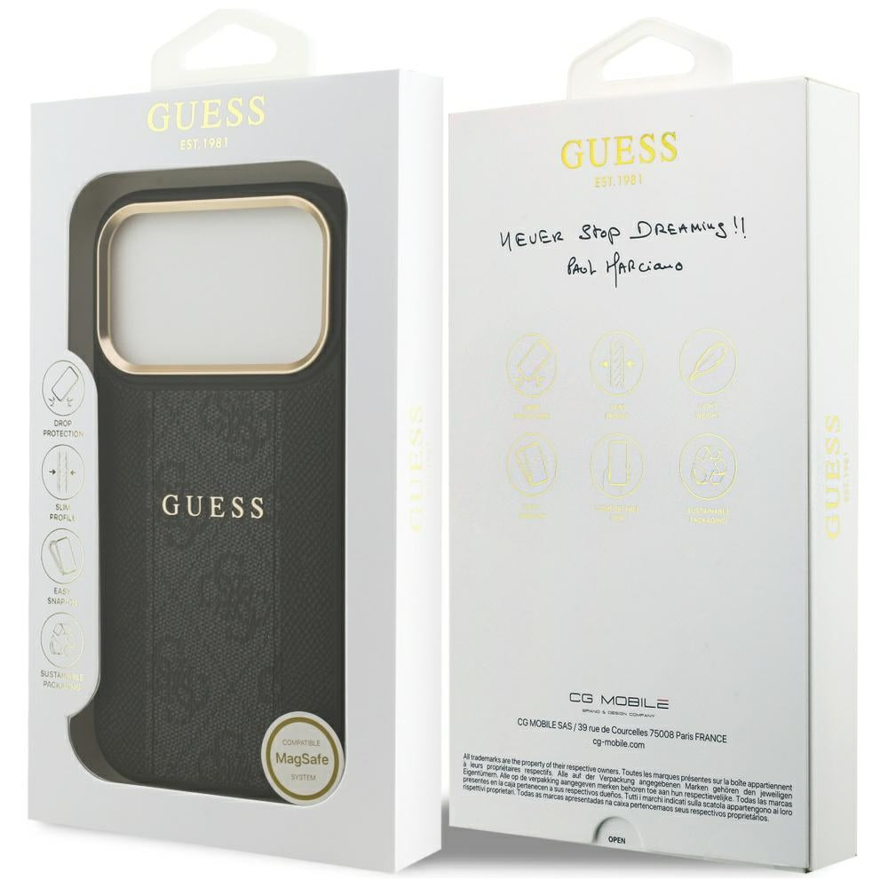MagSafe tok Apple iPhone 17 Pro Max-hez, Guess, 4G Stripe, Fekete