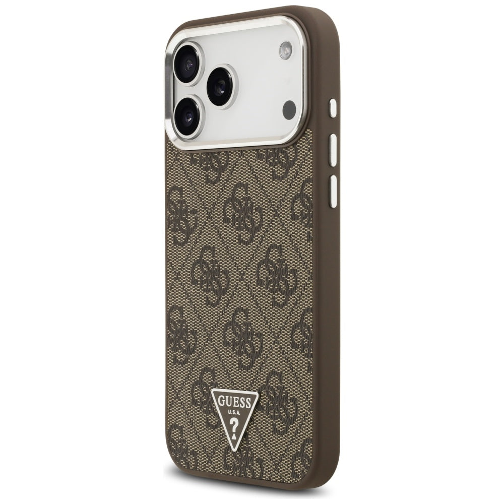MagSafe tok Apple iPhone 17 Pro Max-hez, Guess, 4G Triangle Logo, Barna