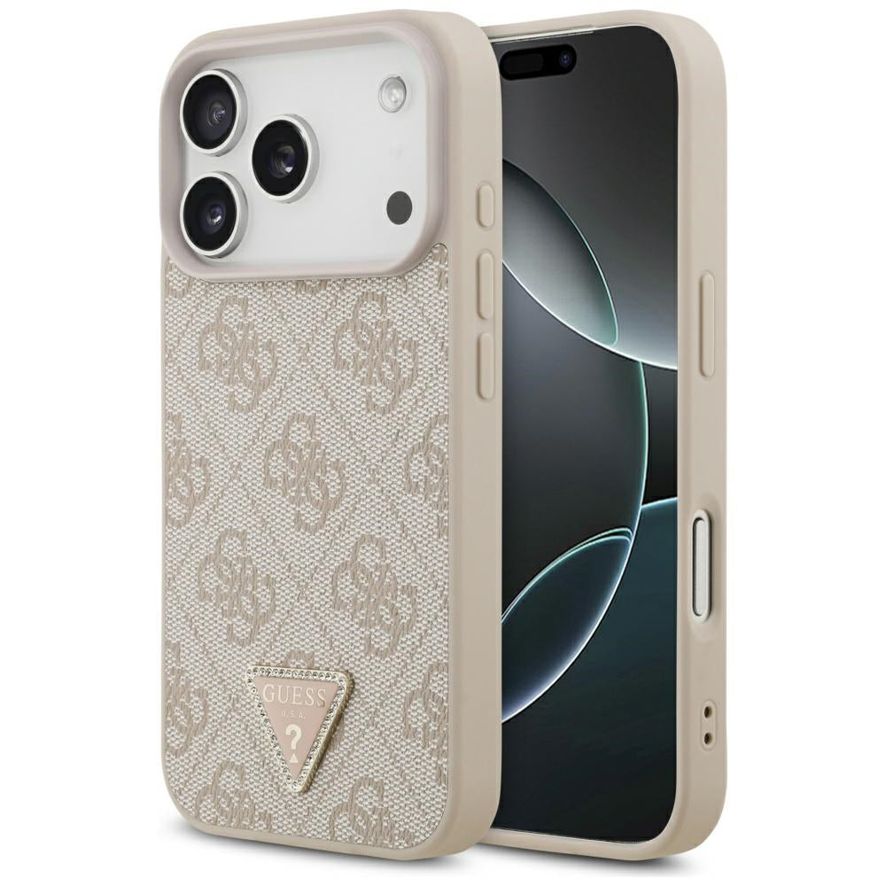 MagSafe tok Apple iPhone 17 Pro Max-hoz, Guess, 4G Triangle Strass, Rózsaszín