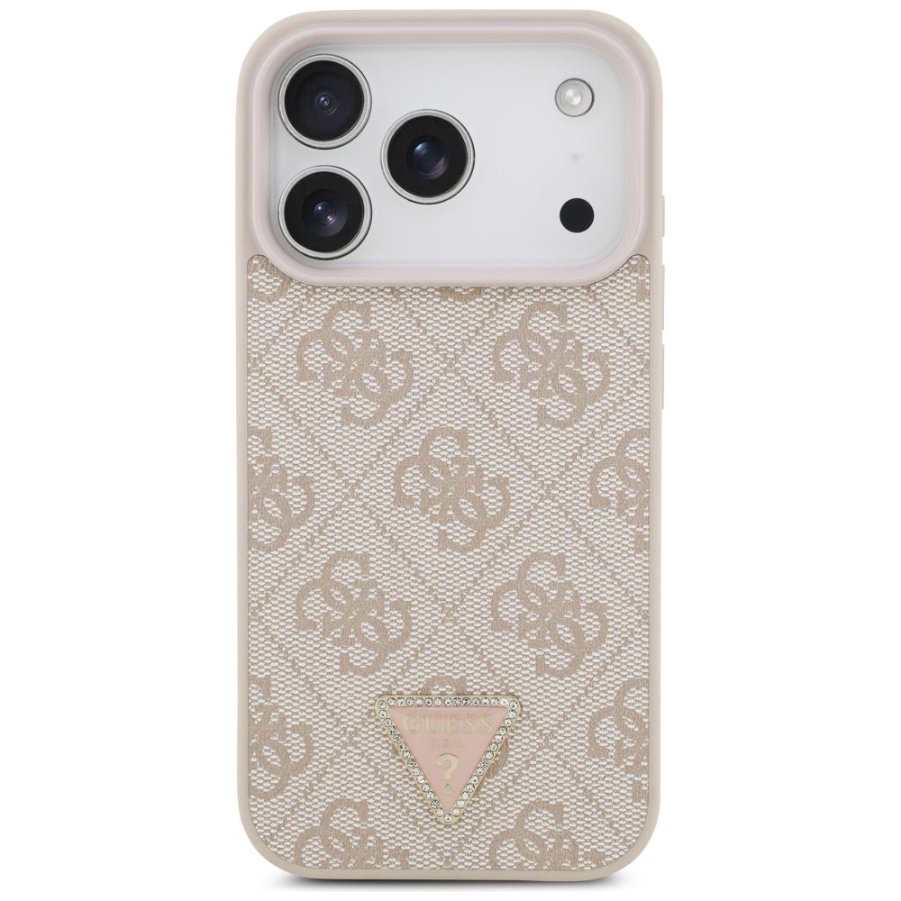 MagSafe tok Apple iPhone 17 Pro Max-hoz, Guess, 4G Triangle Strass, Rózsaszín