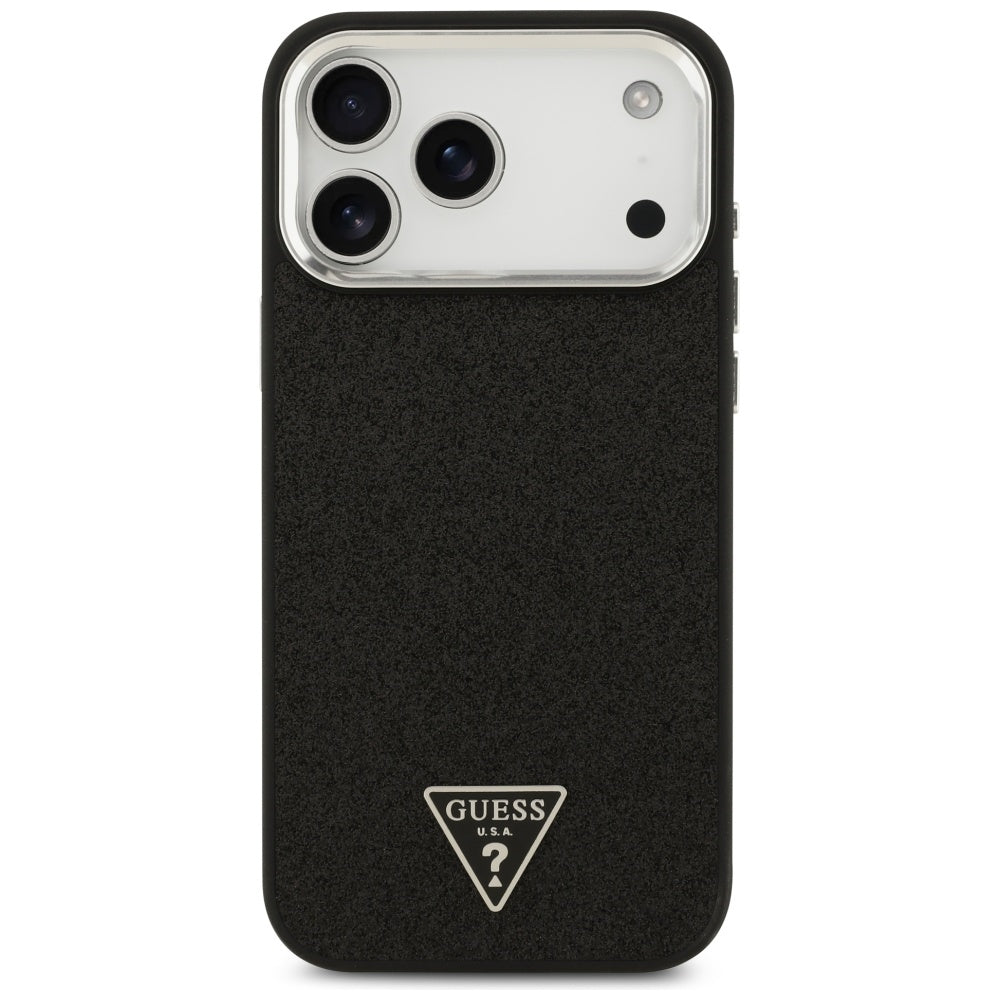 MagSafe tok Apple iPhone 17 Pro Max-hez, Guess, Glitter Triangle Logo, Fekete
