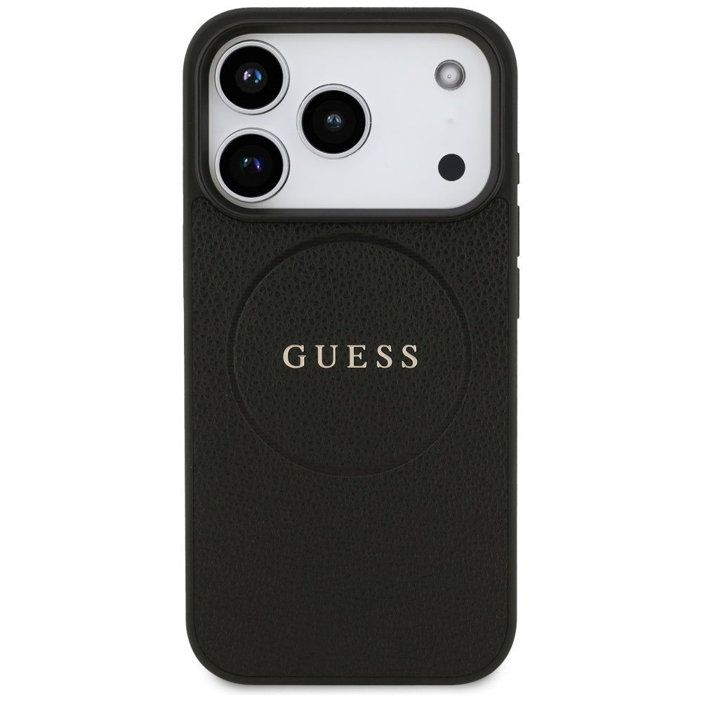 MagSafe tok Apple iPhone 17 Pro Max-hoz, Guess, Grained Gold Ring, Fekete