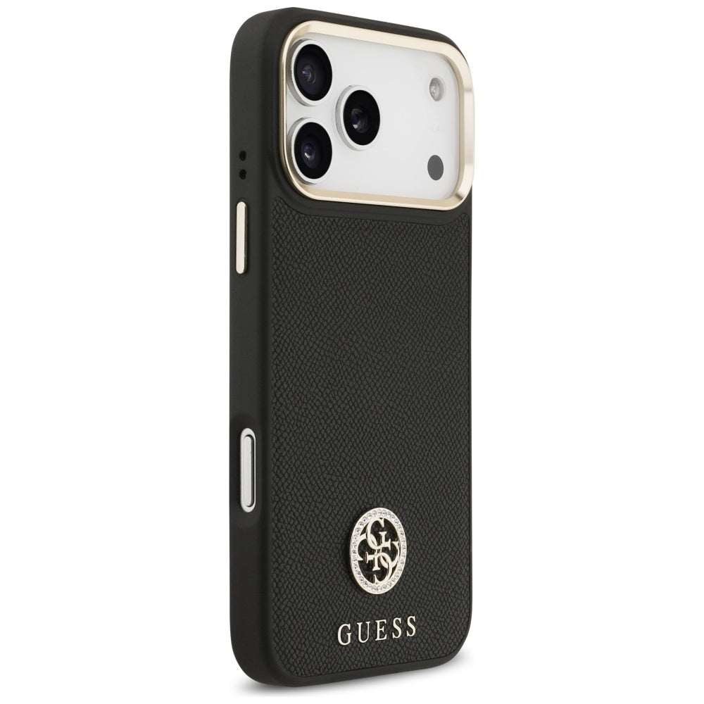 MagSafe tok Apple iPhone 17 Pro Max-hoz, Guess, Grained Strass Logo, Fekete