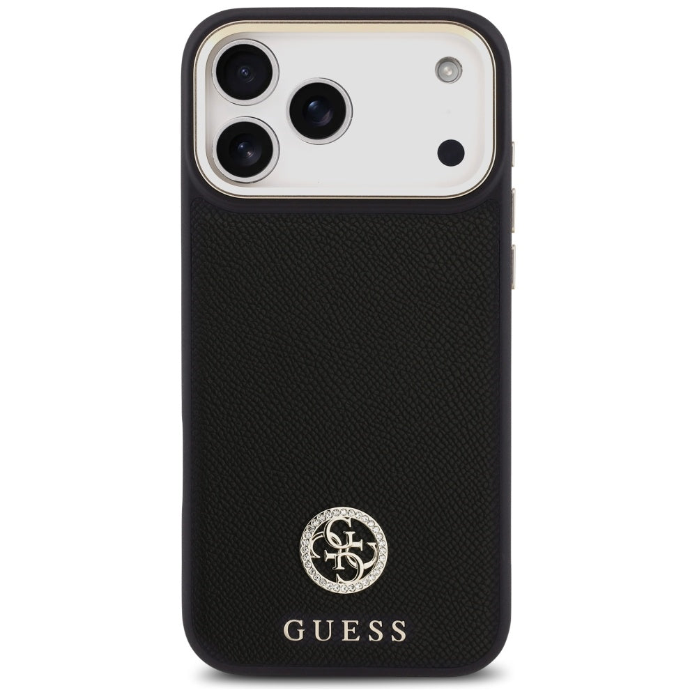MagSafe tok Apple iPhone 17 Pro Max-hoz, Guess, Grained Strass Logo, Fekete