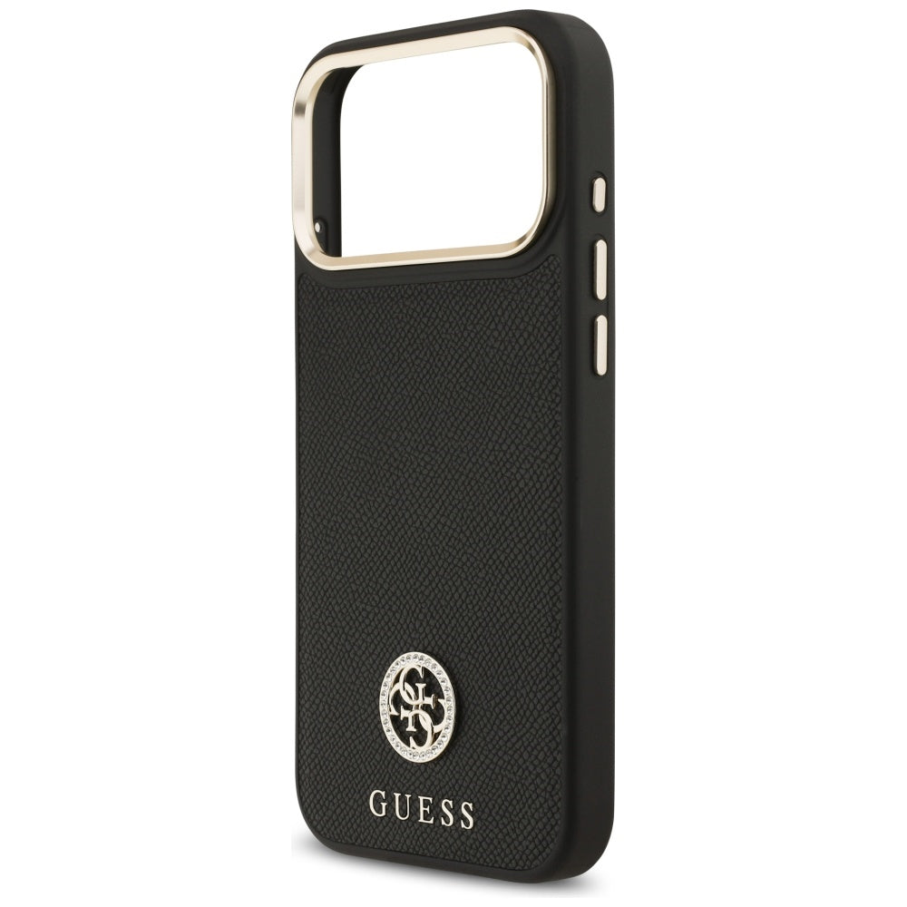 MagSafe tok Apple iPhone 17 Pro Max-hoz, Guess, Grained Strass Logo, Fekete