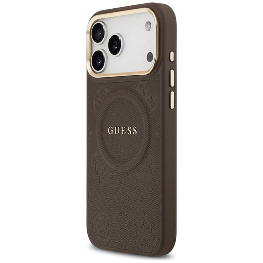 MagSafe tok Apple iPhone 17 Pro Max-hez, Guess, Peony Hot Stamp, Barna