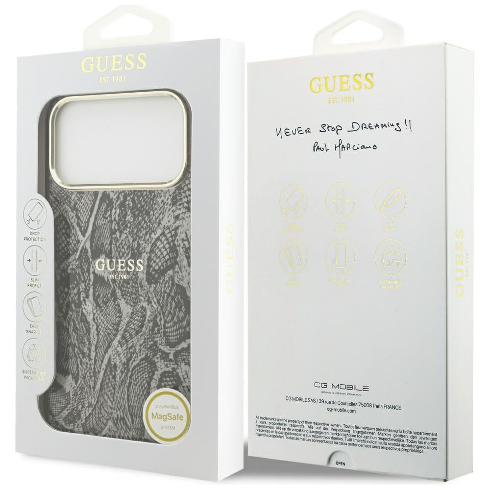 MagSafe tok Apple iPhone 17 Pro Max-hoz, Guess, Python minta, Fekete