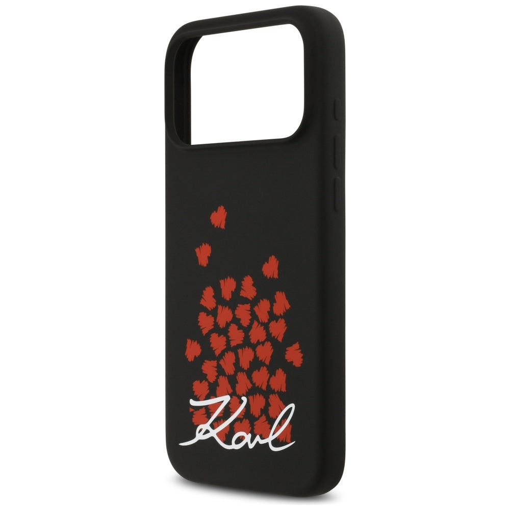 MagSafe Case for Apple iPhone 17 Pro Max, Karl Lagerfeld, Heart Sign Logo, Black
