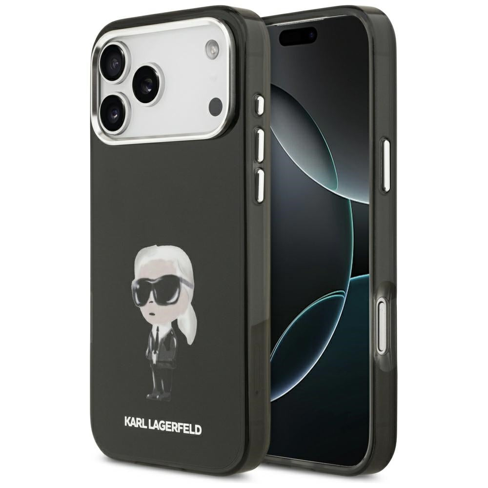 MagSafe tok Apple iPhone 17 Pro Max-hez, Karl Lagerfeld, IML Aquarelle Karl Ikonik, Fekete