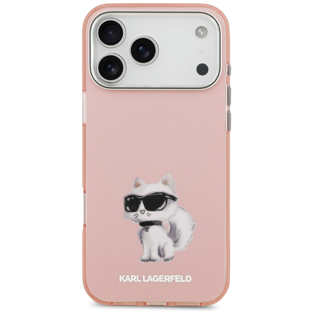 MagSafe tok Apple iPhone 17 Pro Max-hez, Karl Lagerfeld, IML Aquarelle Logo Choupette, Rózsaszín
