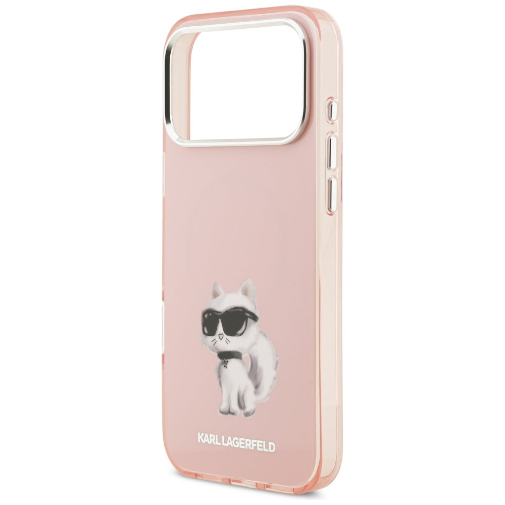 MagSafe tok Apple iPhone 17 Pro Max-hez, Karl Lagerfeld, IML Aquarelle Logo Choupette, Rózsaszín