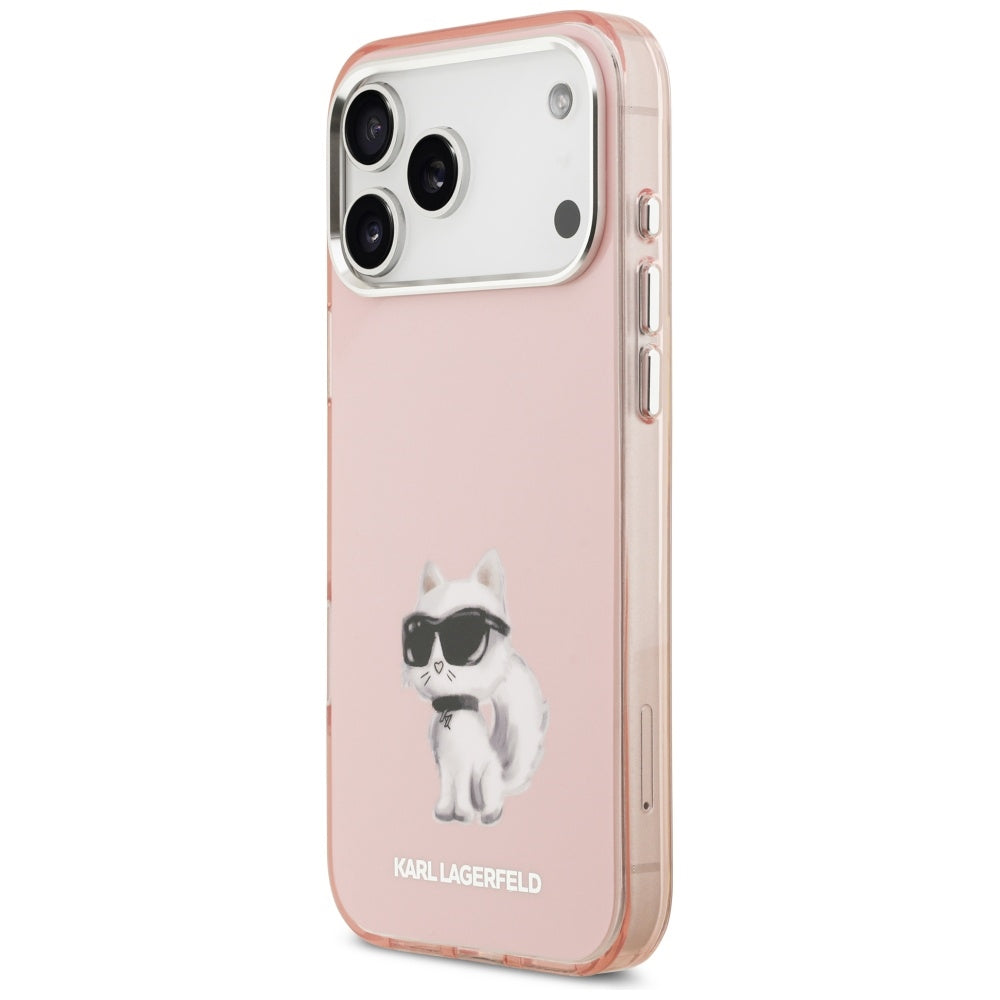 MagSafe tok Apple iPhone 17 Pro Max-hez, Karl Lagerfeld, IML Aquarelle Logo Choupette, Rózsaszín