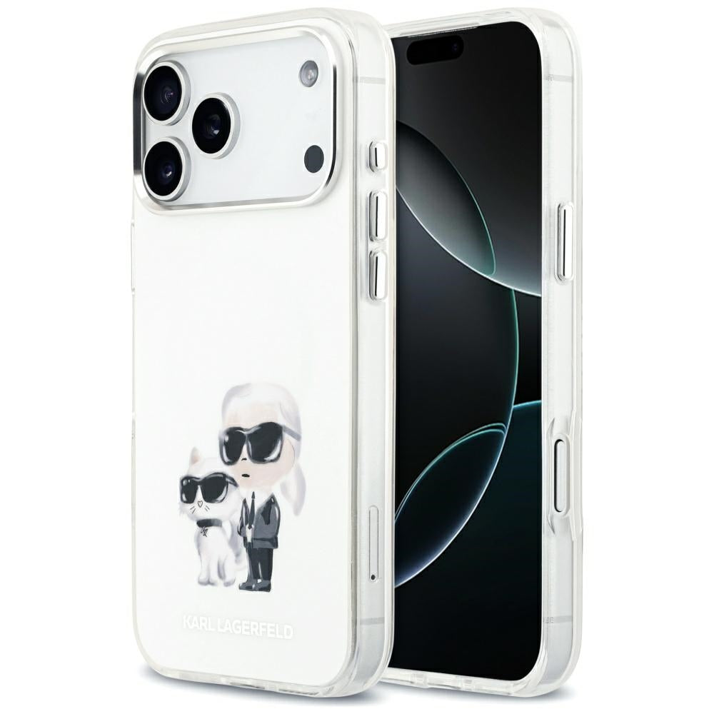 MagSafe tok Apple iPhone 17 Pro Max-hez, Karl Lagerfeld, IML Aquarelle Logo Karl & Choupette, Fehér
