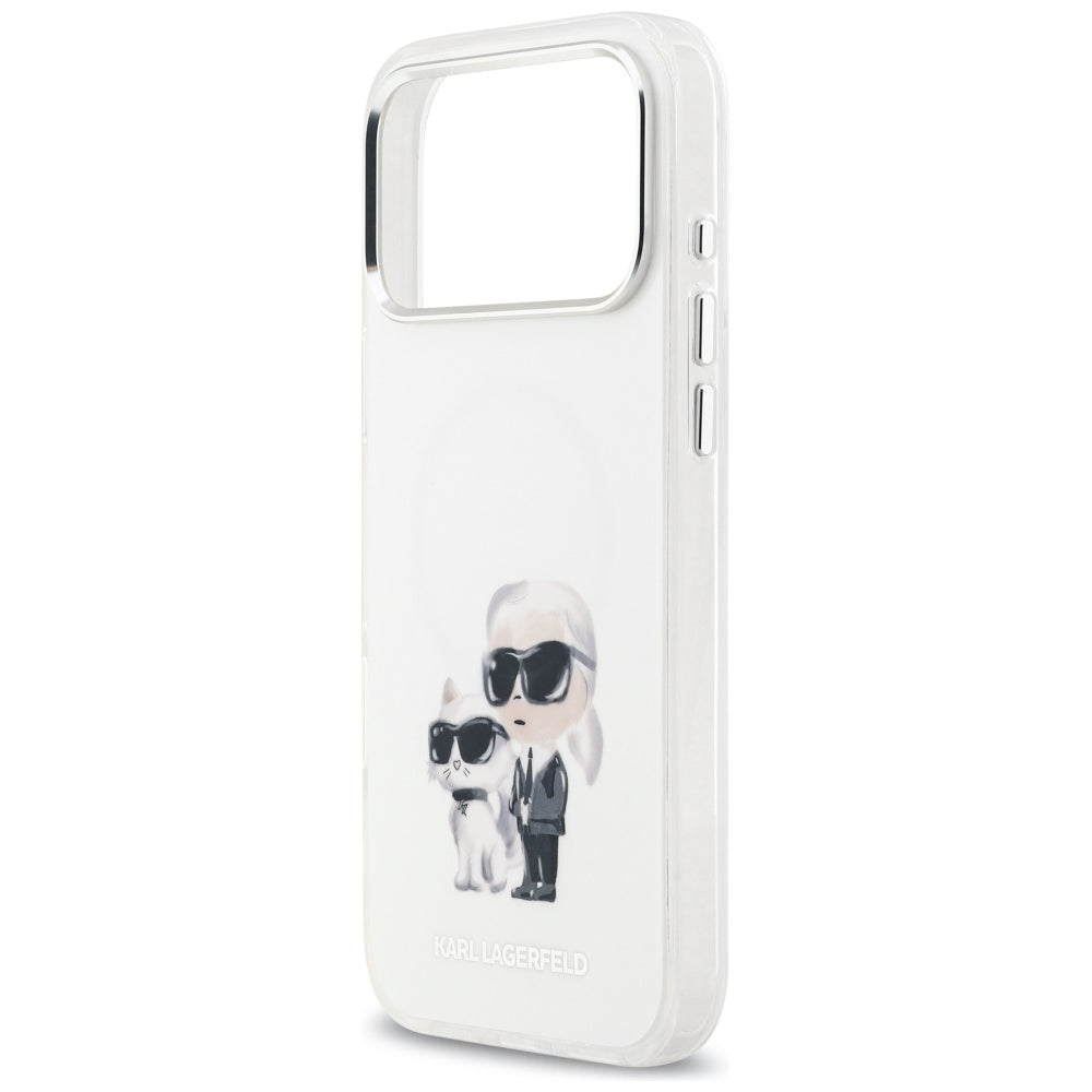 MagSafe tok Apple iPhone 17 Pro Max-hez, Karl Lagerfeld, IML Aquarelle Logo Karl & Choupette, Fehér