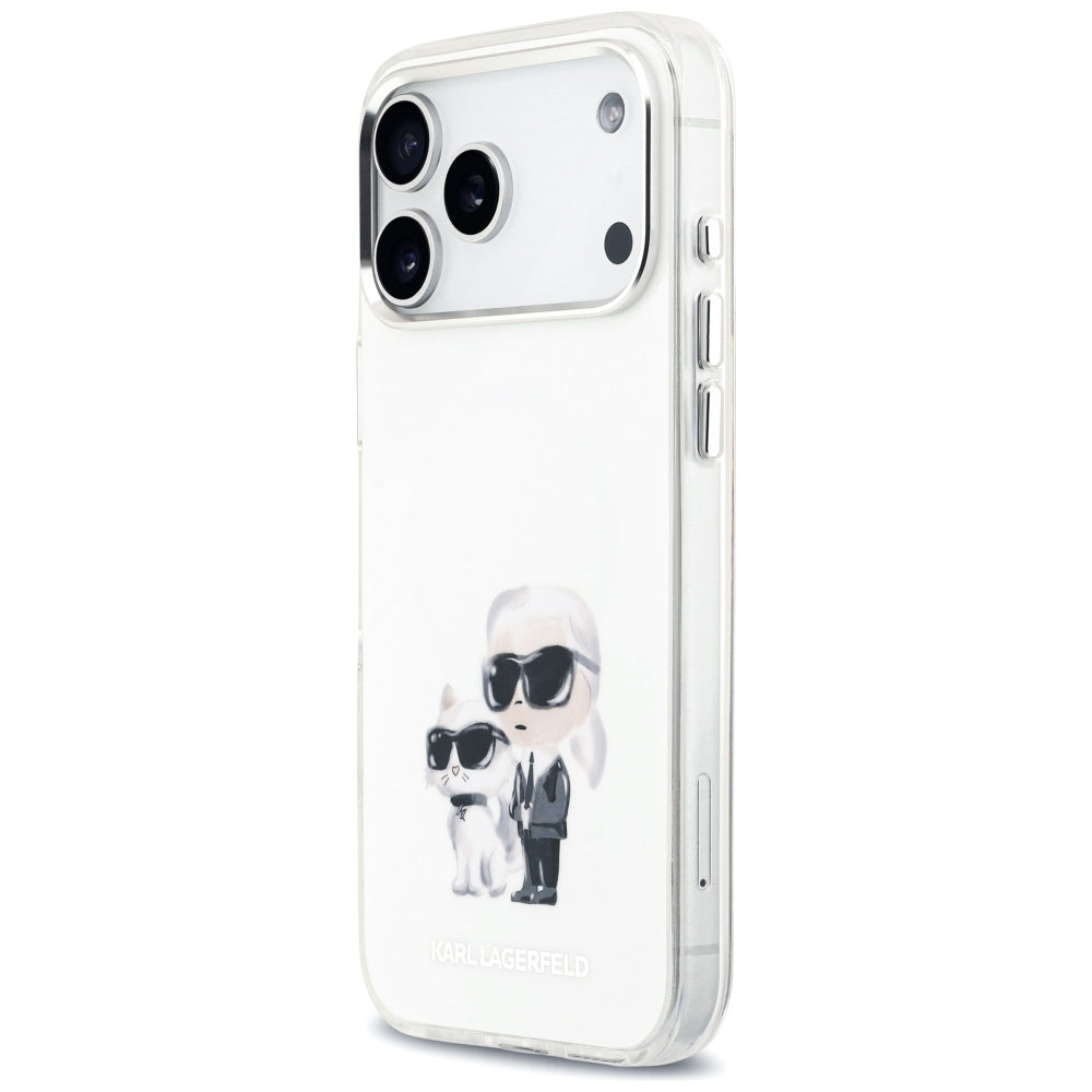 MagSafe tok Apple iPhone 17 Pro Max-hez, Karl Lagerfeld, IML Aquarelle Logo Karl & Choupette, Fehér