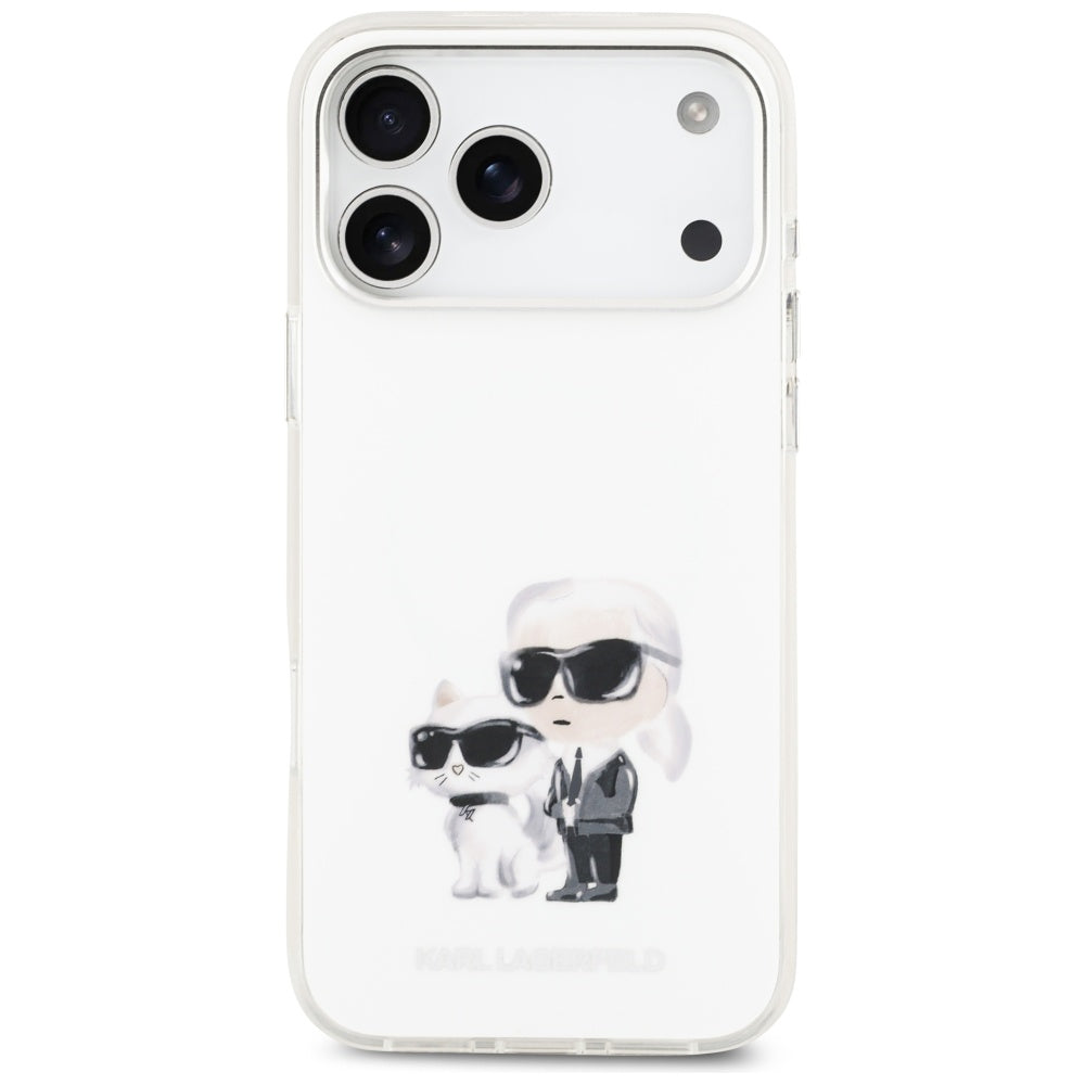 MagSafe tok Apple iPhone 17 Pro Max-hez, Karl Lagerfeld, IML Aquarelle Logo Karl & Choupette, Fehér
