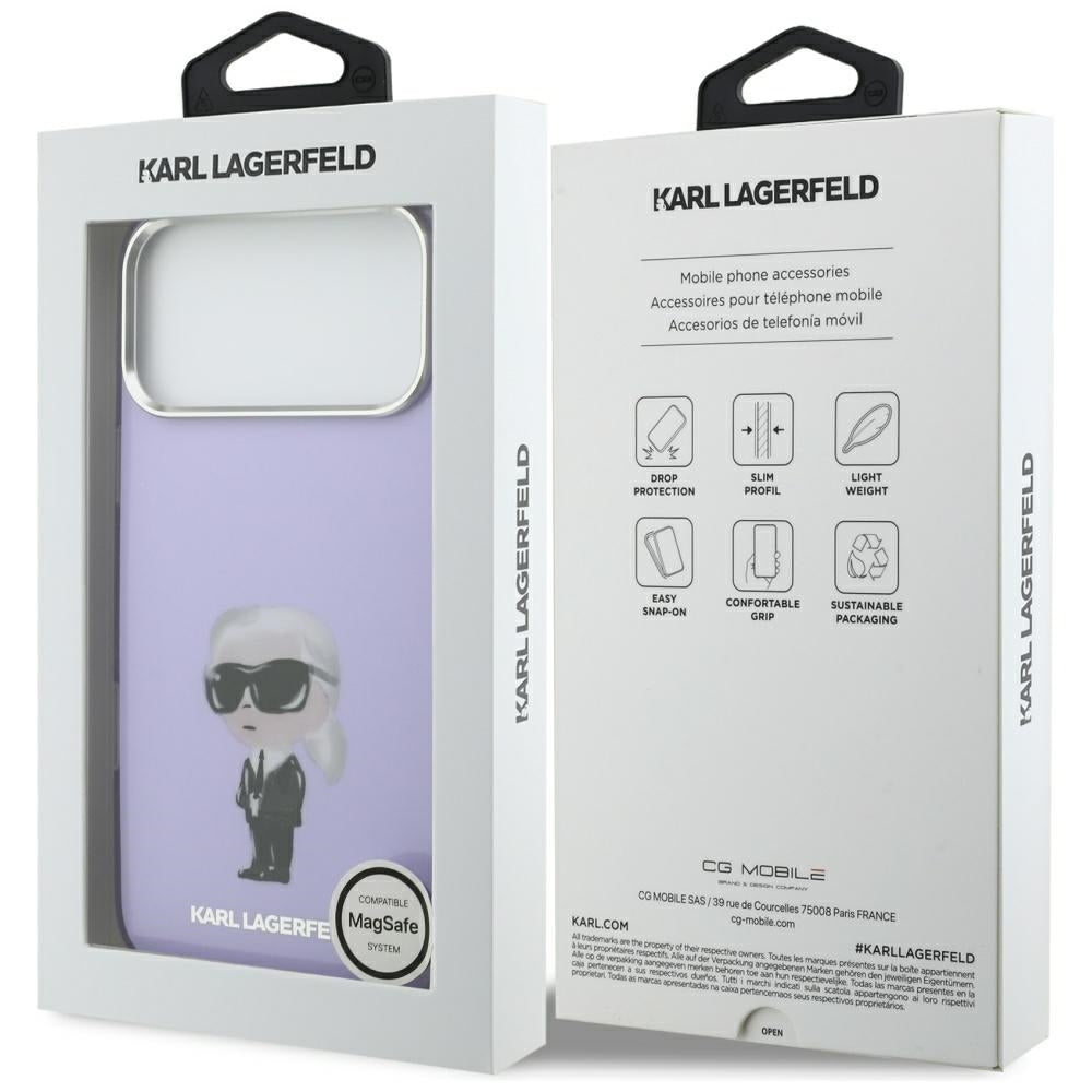 MagSafe tok Apple iPhone 17 Pro Max-hez, Karl Lagerfeld, IML Aquarelle Logo Karl, Lila