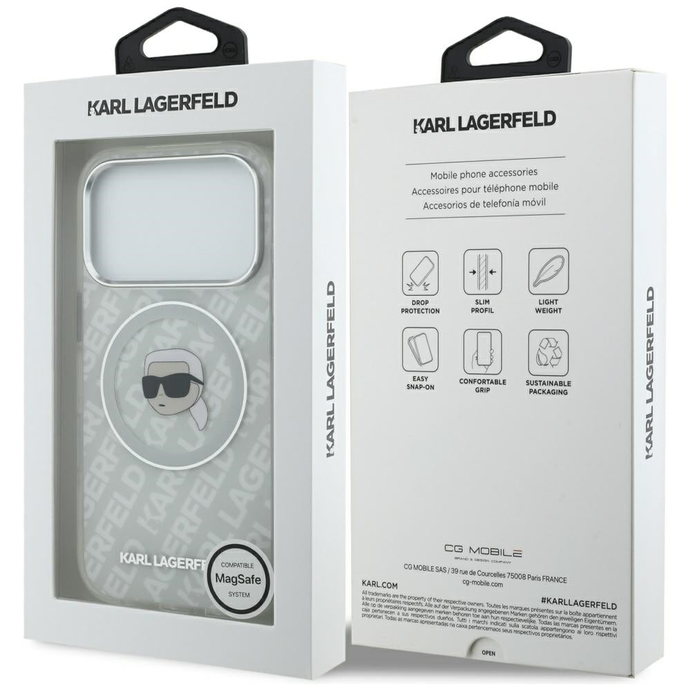 MagSafe tok Apple iPhone 17 Pro Max-hoz, Karl Lagerfeld, IML Karl`s Head, Szürke