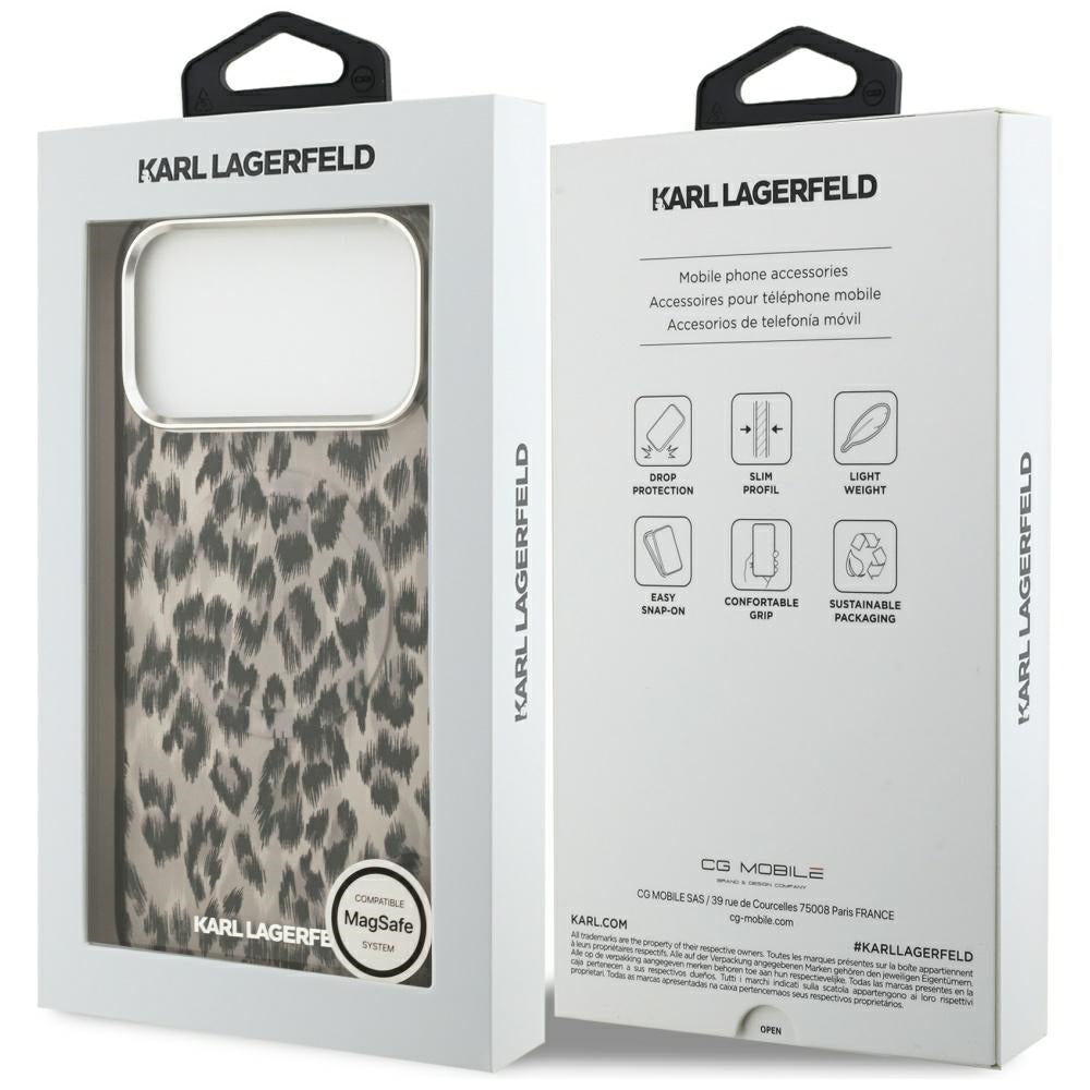 MagSafe tok Apple iPhone 17 Pro Max-hez, Karl Lagerfeld, IML Leopard minta, Barna