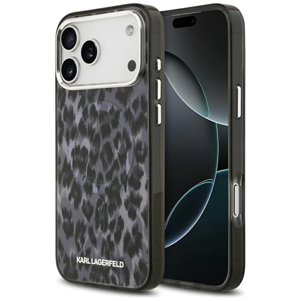 MagSafe tok Apple iPhone 17 Pro Max-hez, Karl Lagerfeld, IML Leopard minta, Fekete