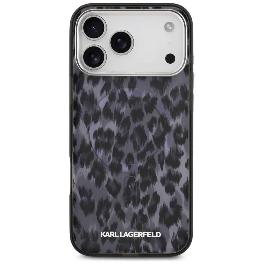 MagSafe tok Apple iPhone 17 Pro Max-hez, Karl Lagerfeld, IML Leopard minta, Fekete