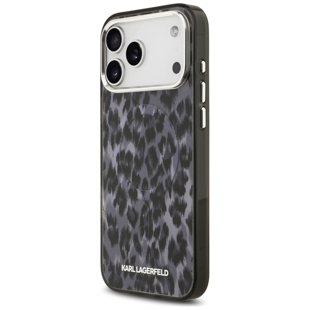 MagSafe tok Apple iPhone 17 Pro Max-hez, Karl Lagerfeld, IML Leopard minta, Fekete