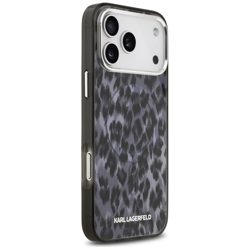 MagSafe tok Apple iPhone 17 Pro Max-hez, Karl Lagerfeld, IML Leopard minta, Fekete