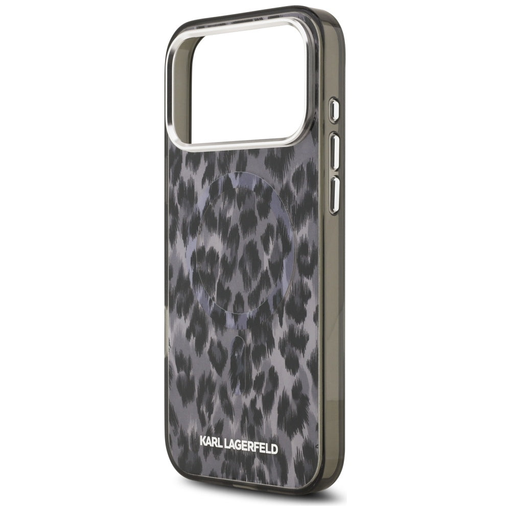 MagSafe tok Apple iPhone 17 Pro Max-hez, Karl Lagerfeld, IML Leopard minta, Fekete