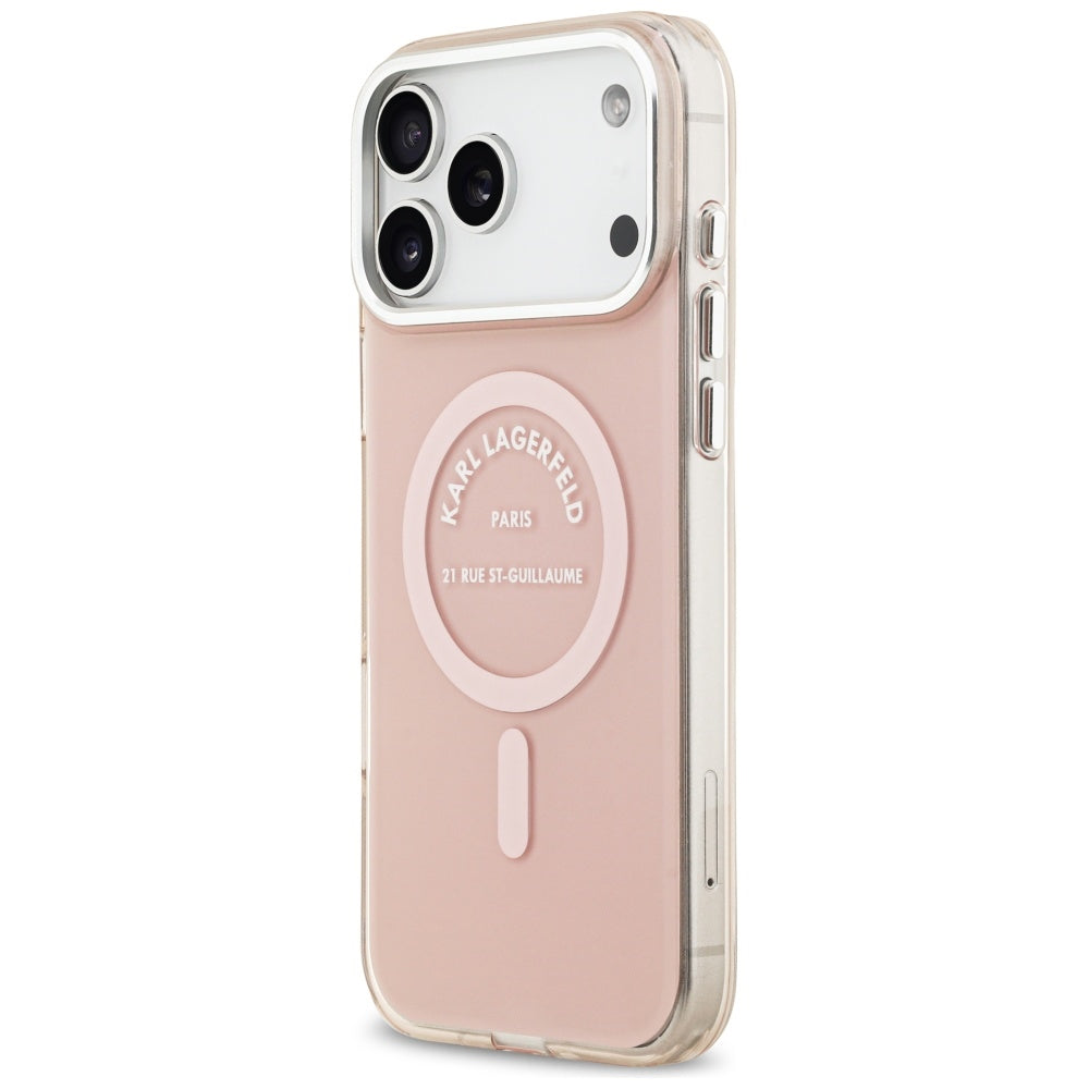 MagSafe Case for Apple iPhone 17 Pro Max, Karl Lagerfeld, IML Logo RSG, Pink