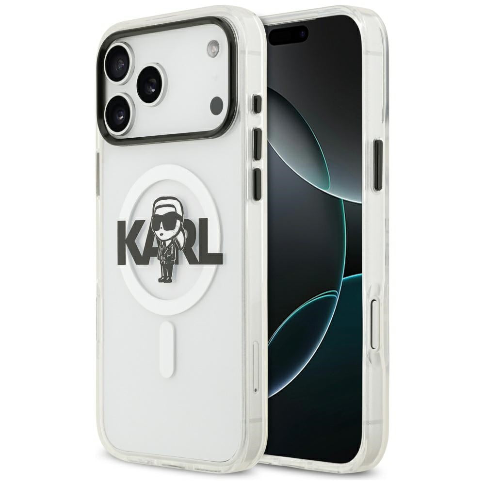 MagSafe tok Apple iPhone 17 Pro Max-hez, Karl Lagerfeld, IML Sketch Logo Karl, Átlátszó
