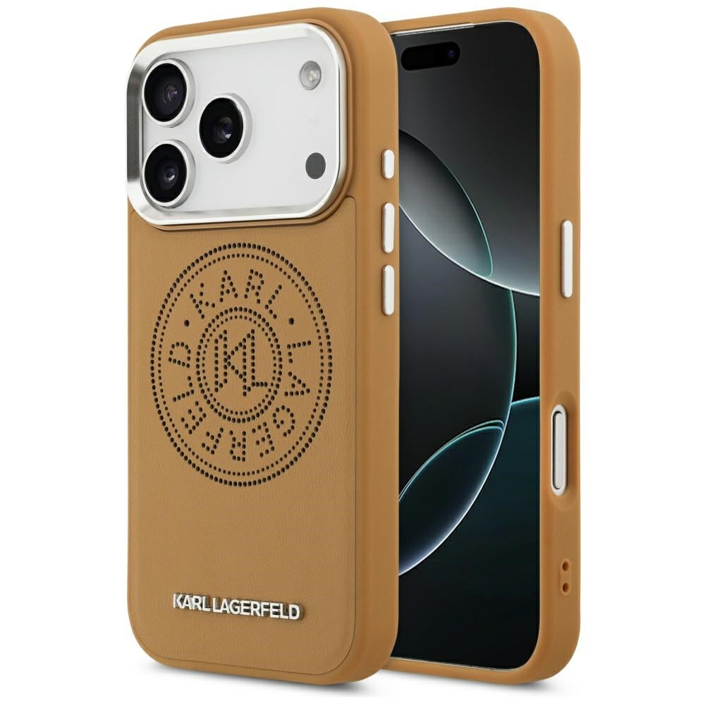 MagSafe tok Apple iPhone 17 Pro Max-hoz, Karl Lagerfeld, Point & Metal Logo, Barna