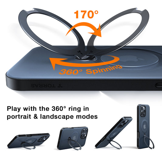 MagSafe tok Apple iPhone 17 Pro Max-hoz, Torras, Ostand Spin, Átlátszó