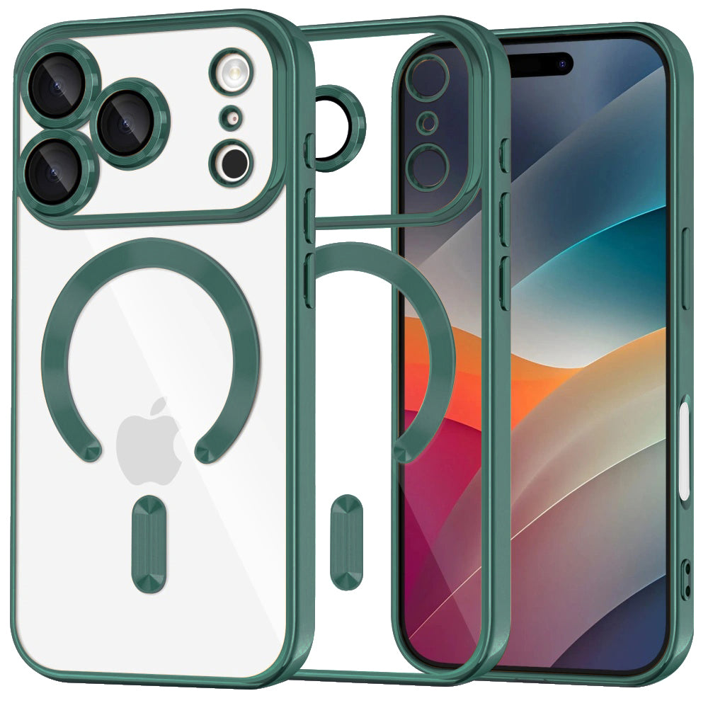 MagSafe tok Apple iPhone 17 Pro-hoz, Techsuit, Luxury Crystal, Sötétzöld