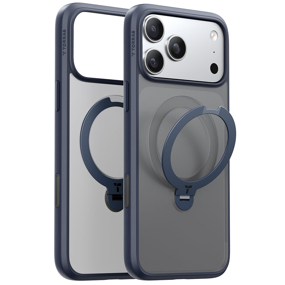 MagSafe tok Apple iPhone 17 Pro-hoz, Torras, Ostand Spin, Tengerészkék