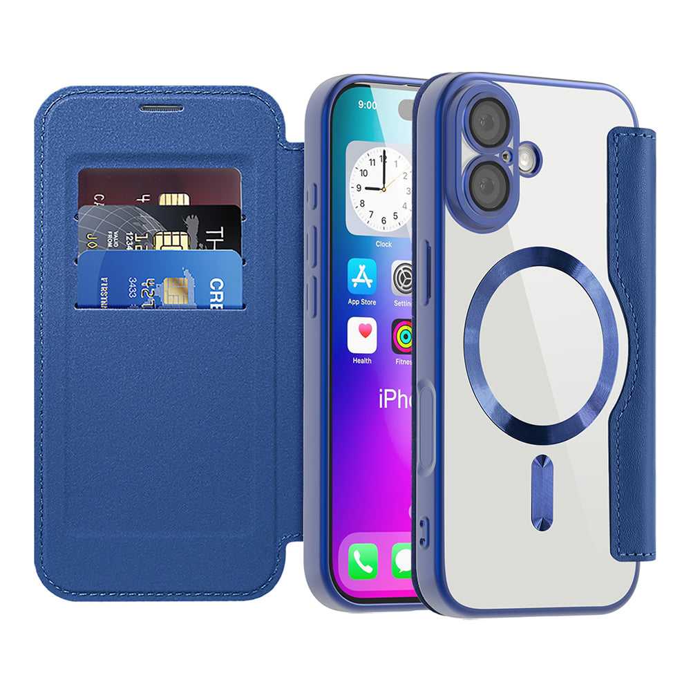 MagSafe Case for Apple iPhone 17, Techsuit, SmartMag Book, Blue